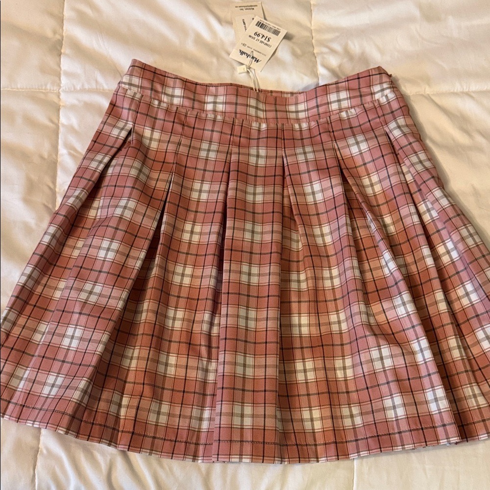 Sim & Sam Mauve Pink Plaid Pleated Mini Skirt XS Preppy Schoolgirl NWTSK111-OPT1